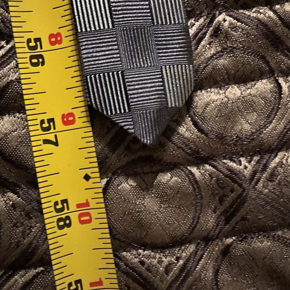 Zylos George Machado Tie Platinum Silk Geometric OS Grey Black Woven Excellent - Picture 3 of 5